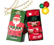 JIEERLI / Подарочный набор носки с принтом "MERRY CHRISTMAS"