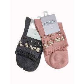FASHION / однотонные носки с бусинами